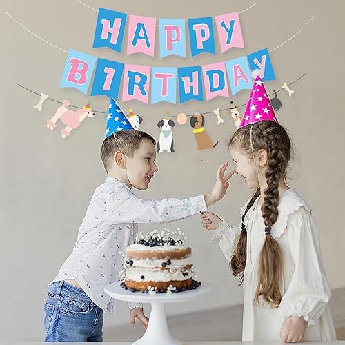 Vista 14 de Cartel con temática de perro feliz cumpleaños, decoración colorida para niños, bebés, perros, suministros de fiesta de cumpleaños Perro