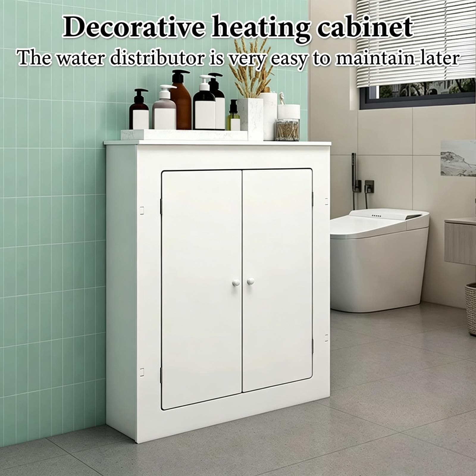 Copritermosifone Decorativo a 2 Ante Copri Termosifone Moderno Bianco