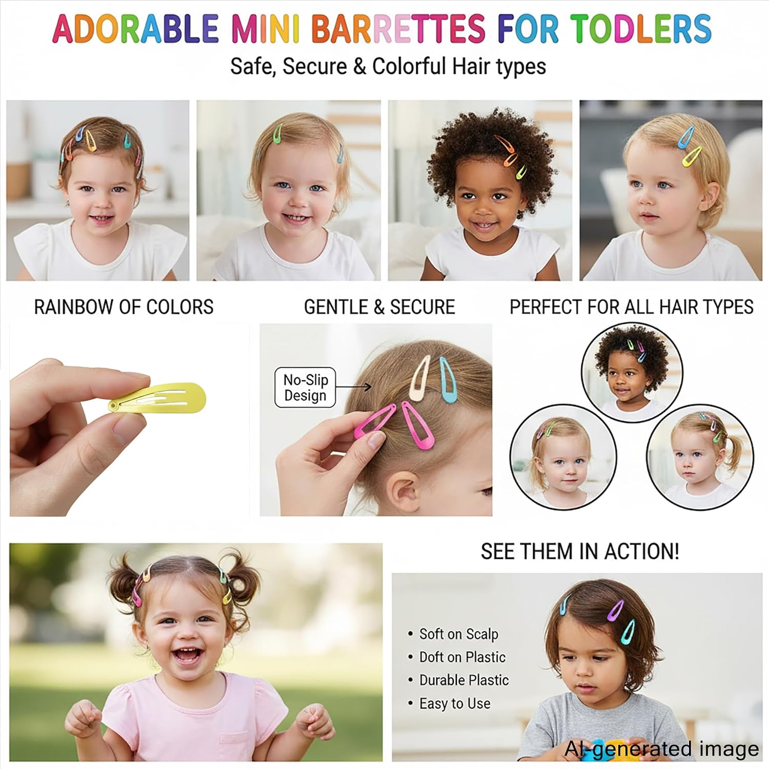 Babymatch Baby Barrettes Hair Clips: 1.2 inch (3cm) Small Mini Snap for Toddler Little Girls Kids 150pcs (30 colors)