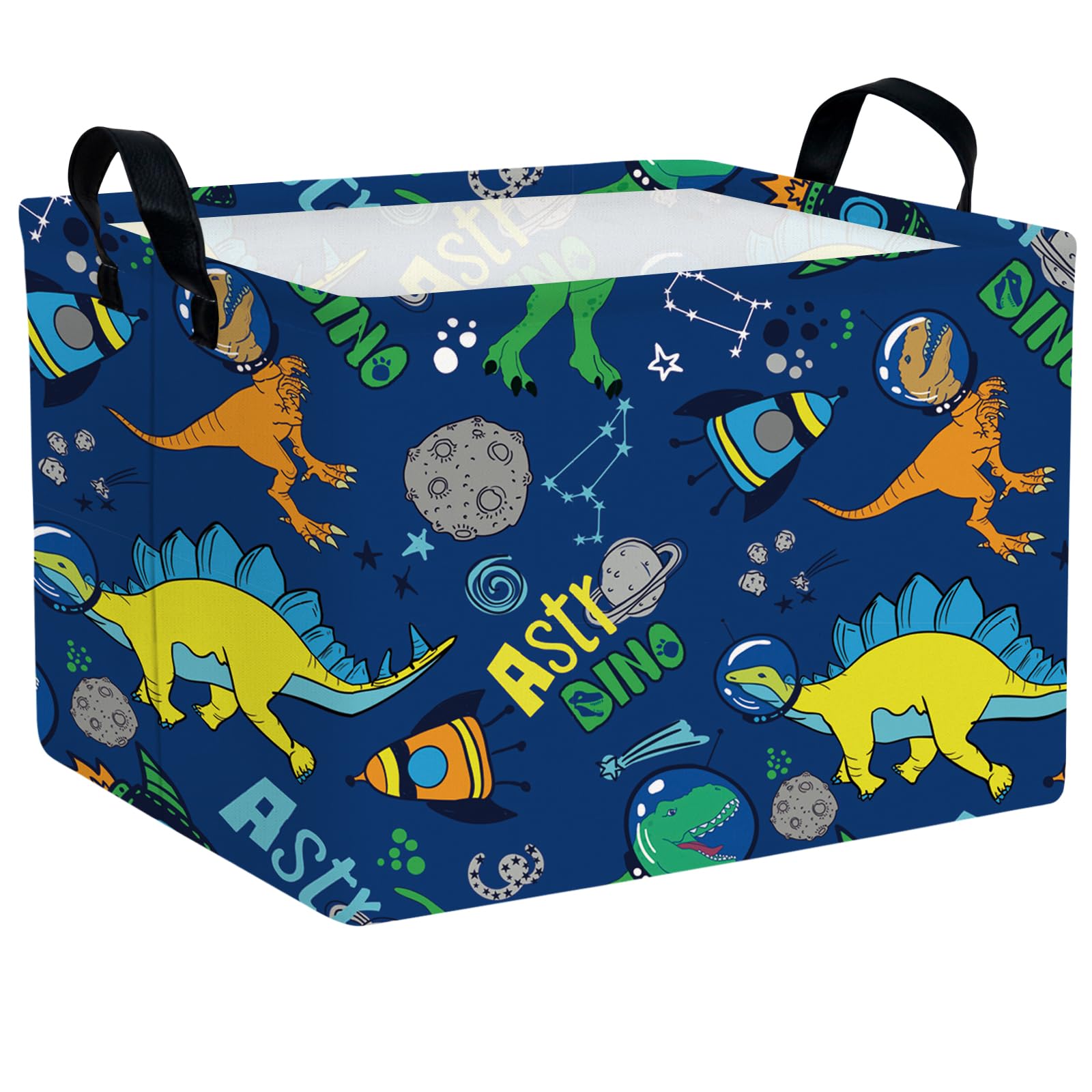 Foldable Dino Toy Basket for Boys &amp; Kids Rectangular (B)