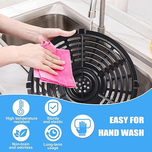 Miniatura 6 de Bandeja de parrilla para freidora de aire Power XL 5QT, bandeja de repuesto para freidora de aire antiadherente redonda de 8.7 pulgadas, 5 cuartos