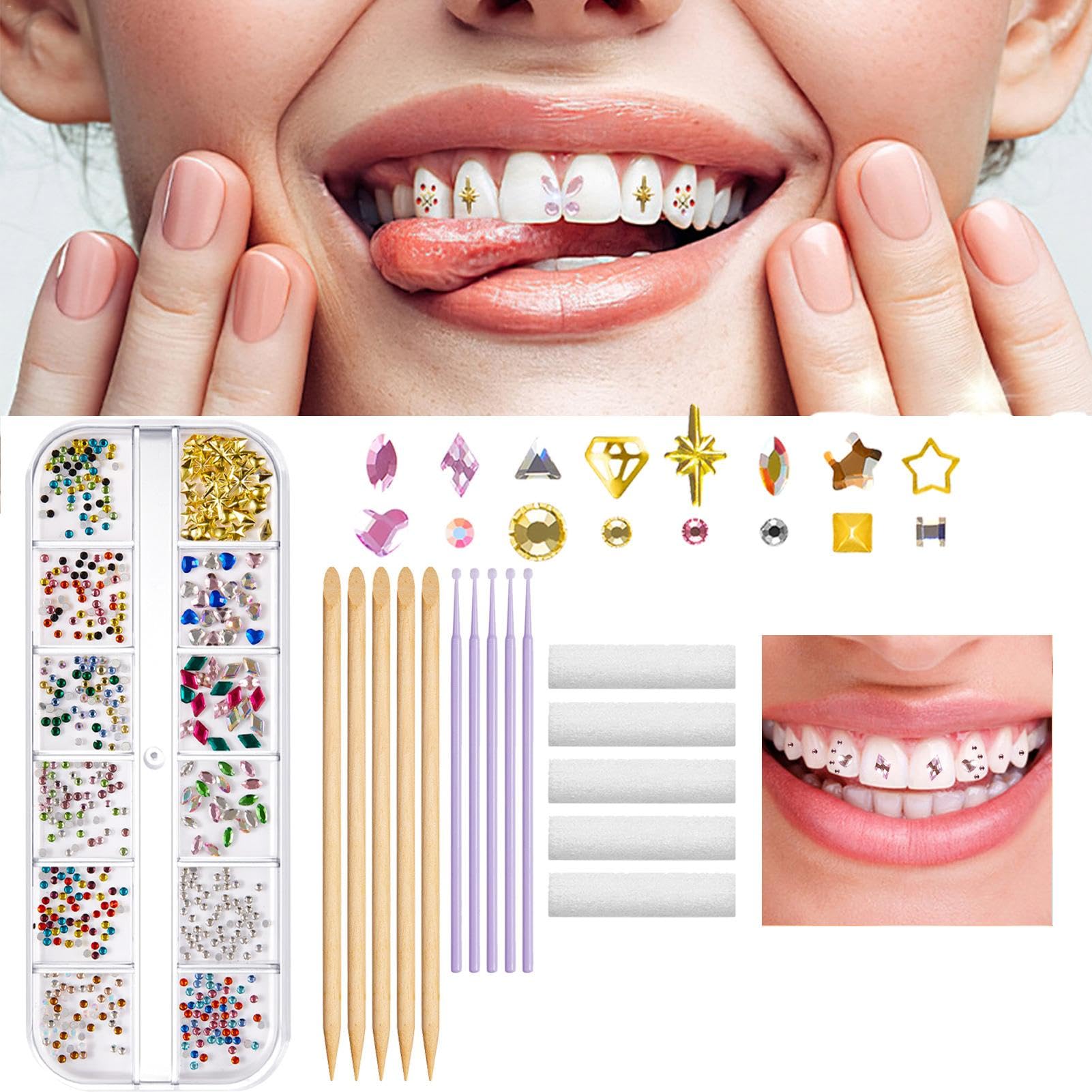 3D クリスタル　歯 Amazon.co.jp: 歯の人工クリスタル、歯の キット | 12種類のスタイルの