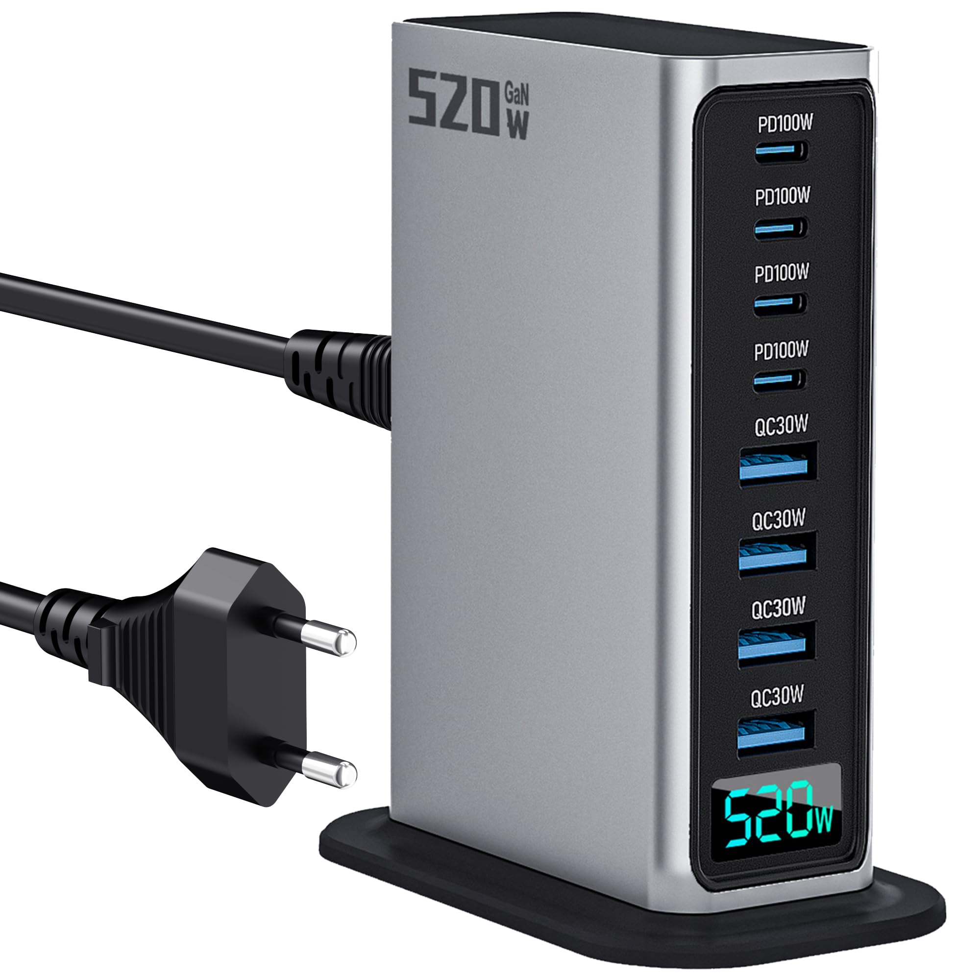 USB C Charger Block 520W Multi Port USB Fast Charging Station Hub GaN PPS PD 100W Type C Wall Charger Power Adapter for Multiple Laptop iPad iPhone 17 MacBook Galaxy S26 Android Pixel 65W 45W 30W 20W