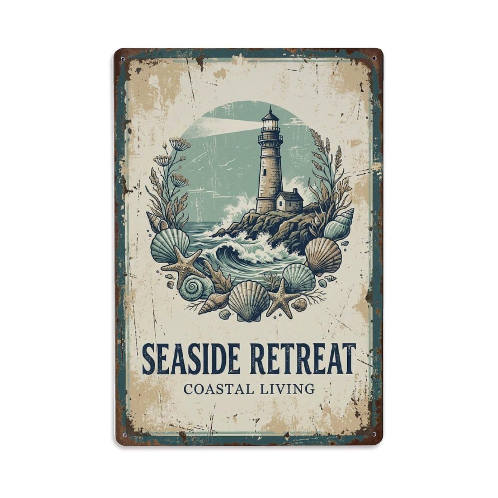 Seaside Retreat Coastal Living Ocean Metal Tin Sign