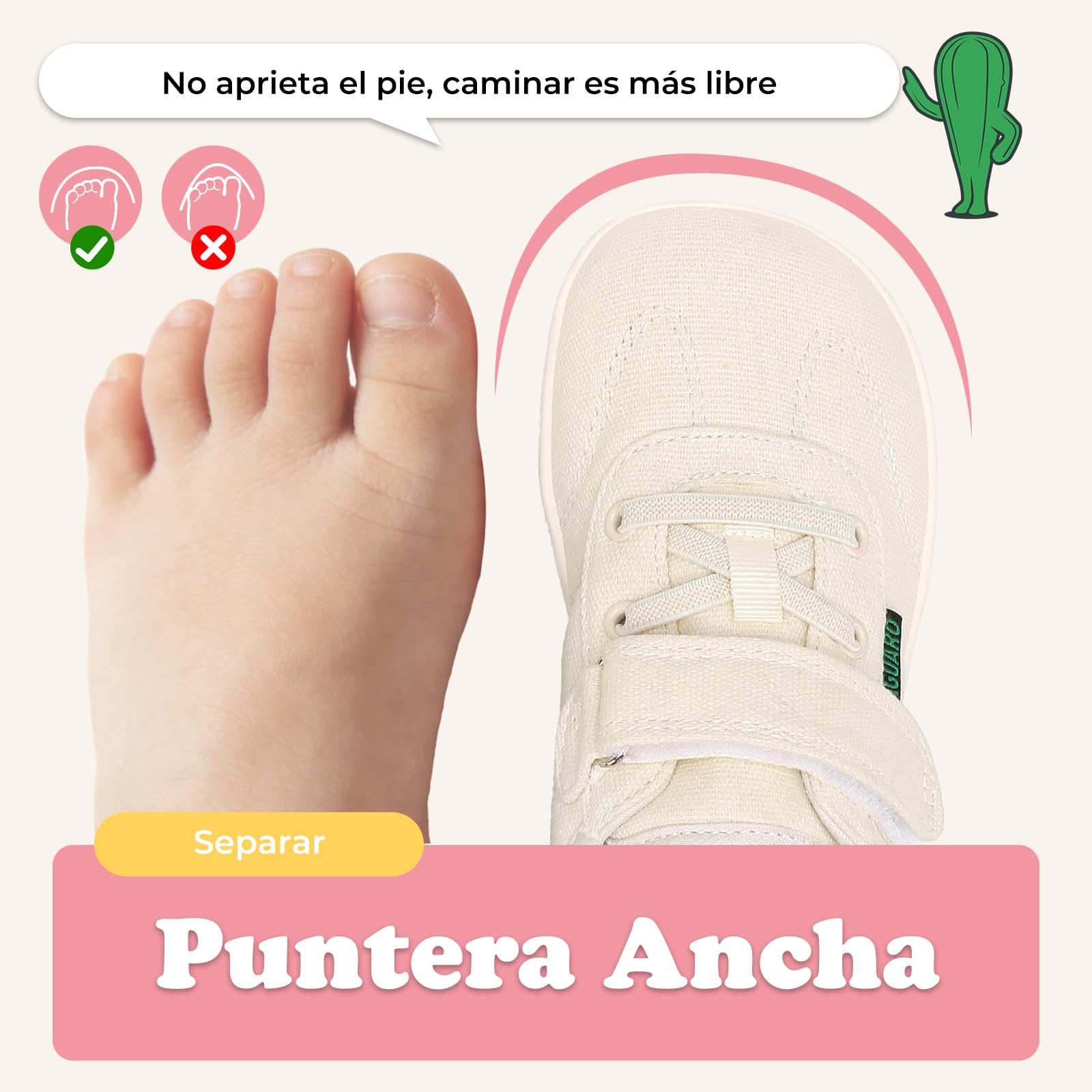SAGUARO Zapatillas Barefoot Niña Deportivas Respetuosas con Puntera Ancha y Suela Zero Drop,Gr.25-35