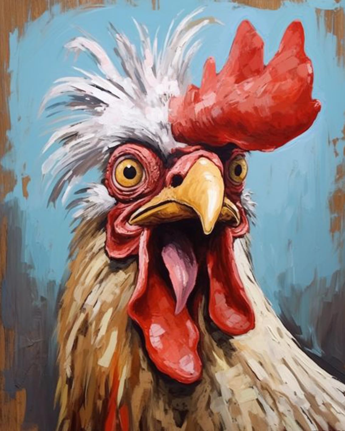 Tucocoo Farm Animal Paint by Bumbers for Adults Framhouse Chicken DIY Paint by Numbers Acrylic Paint Canvas Kitchen Decor Funny Rooster Painting Kits Framhouse Art 16x20 Inch （DIY Frame ）