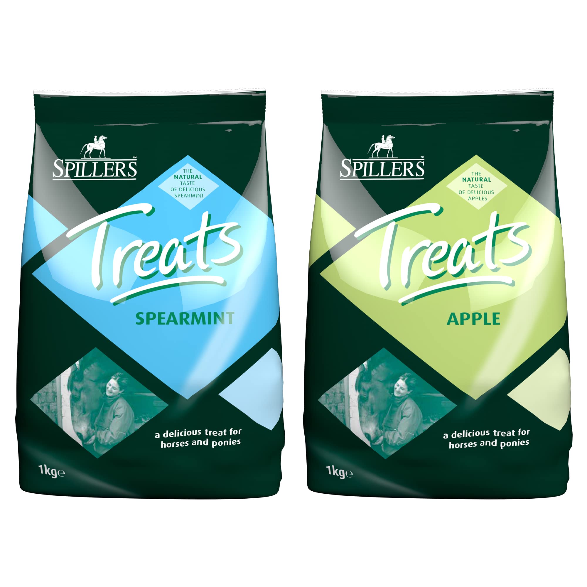 SPILLERS Horse Treats 2 Pack – Apple 1kg and Spearmint 1kg – Delicious Treat to Reward Horses and Ponies