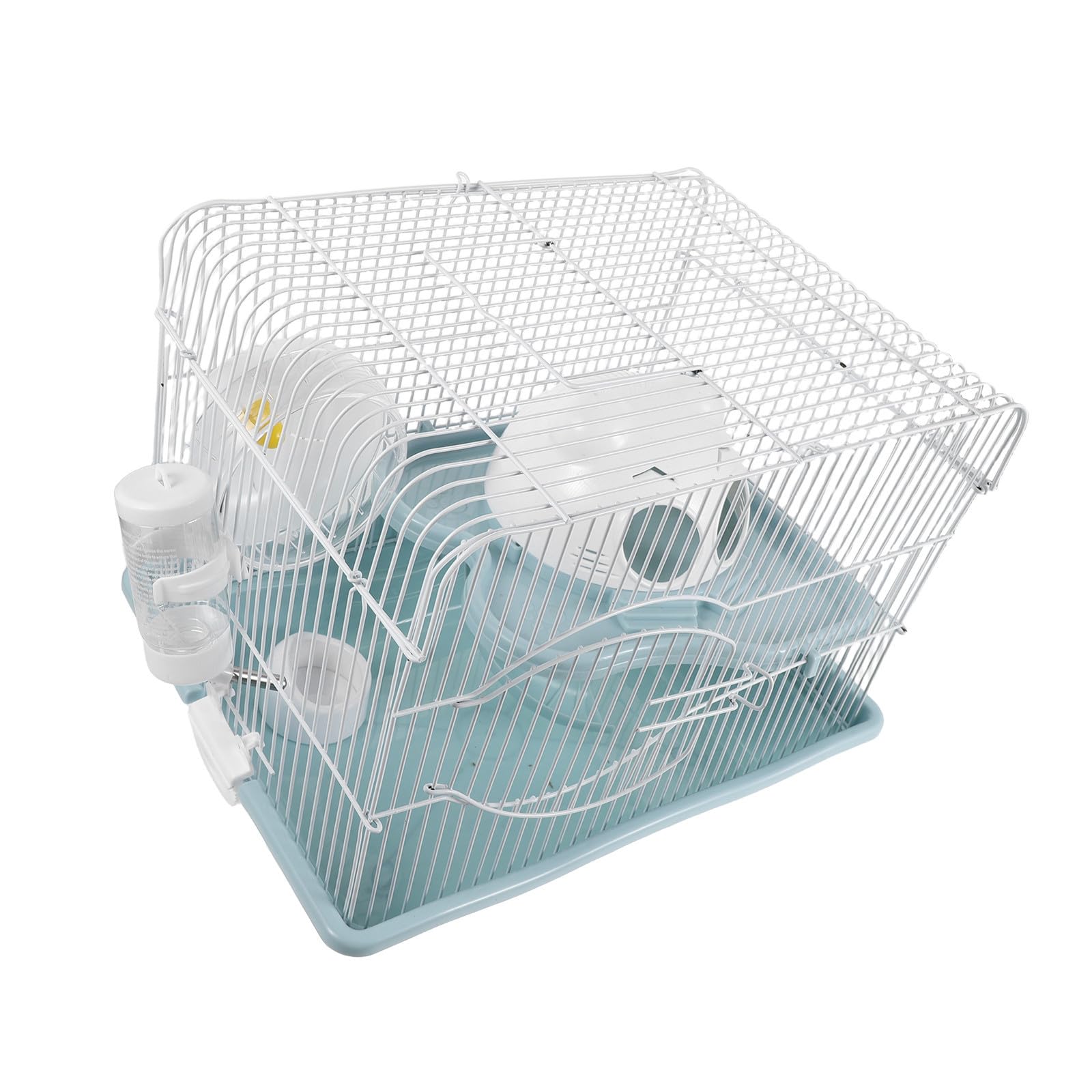 Toyvian Jaula para Hámster de Doble Nivel con Área Espaciosa y Diseño a Prueba de Escapes, con Rueda de Ejercicio y Plataformas para Pequeños Roedores