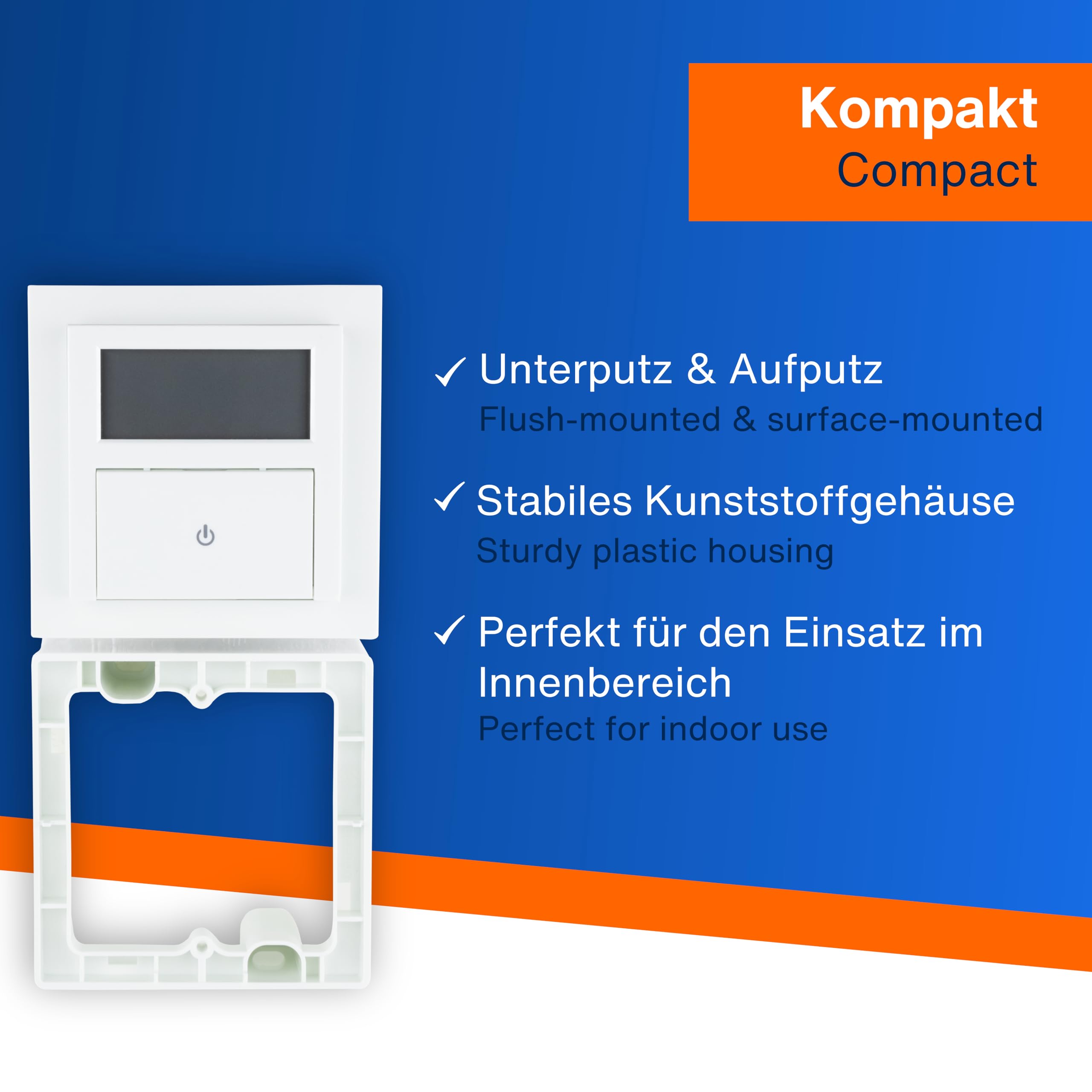 REV Zeitschaltuhr digital - Unterputz Wochenzeitschaltuhr für den Innenbereich mit Aus-/Wechselschalter, weiß