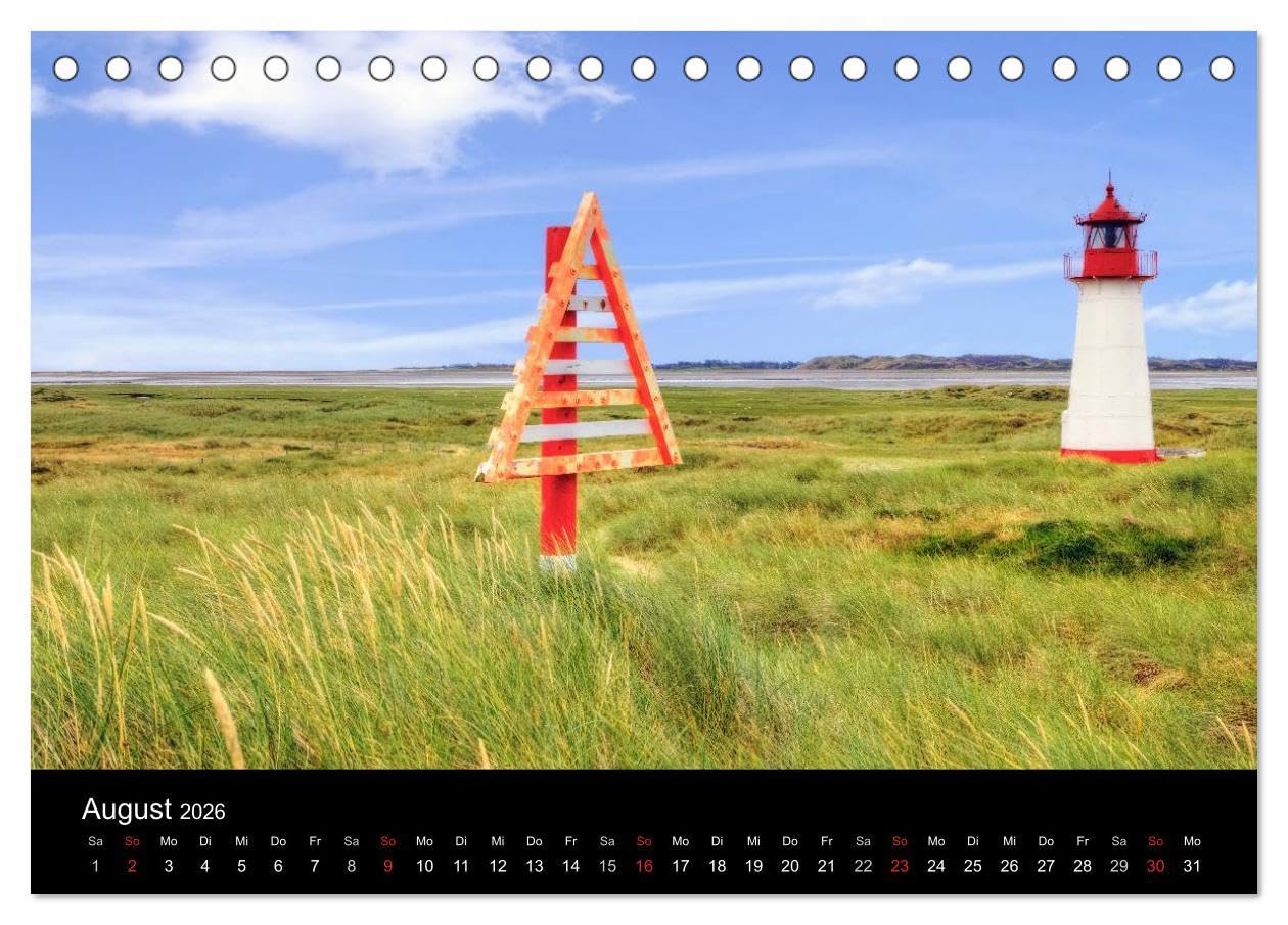 Sylt (Tischkalender 2026 DIN A5 quer), CALVENDO Monatskalender: Dünenlandschaft, wildes Brandungsmeer, sanftes Wattenmeer, reetdachgedeckte ... die schönsten Seiten Sylts. (CALVENDO Natur)