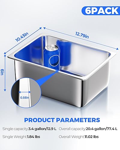 Miniatura 30 de WantJoin Sartenes de mesa de vapor para hotel, tamaño medio de 2.5 pulgadas de profundidad, paquete de 6, juego de bandejas de metal de acero 2.5
