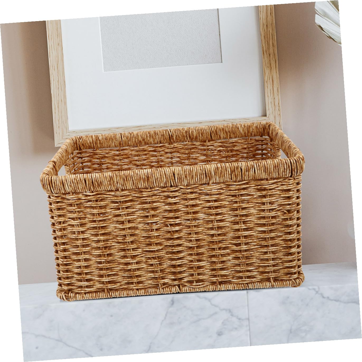 MAGICLULU Cesta de Almacenamiento de Plástico, Cesta para Ropa Sucia, Gran Capacidad, 34cm, Marrón, Adecuado para Lavandería y Cocina