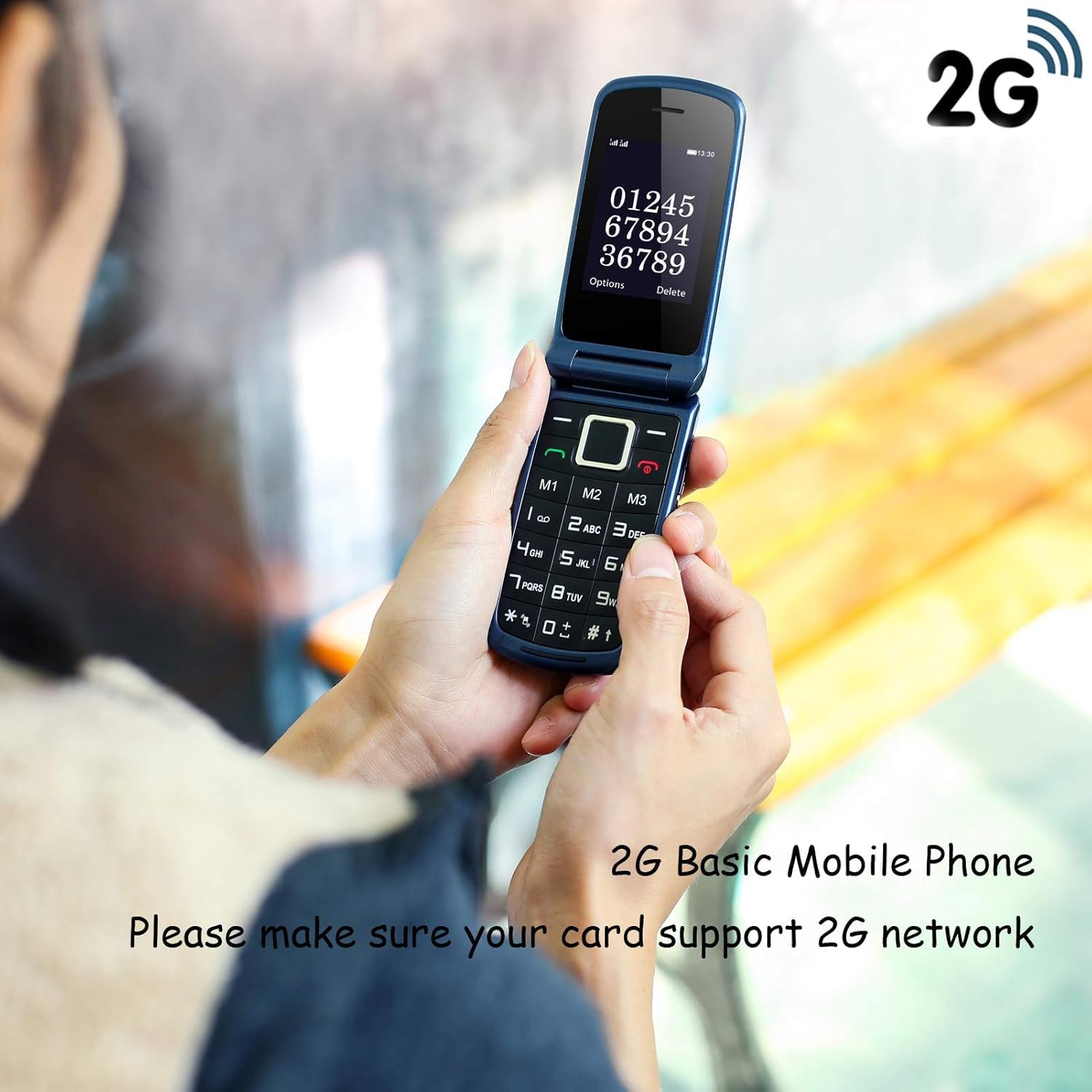 uleway Telefono Movil para Mayores, gsm Teléfono Móviles con Teclas Grandes, SOS Botón, Doble Pantalla de 2,4+1.77 Pulgadas, Base de Carga, Llamada Rápida, Sonido Fuerte de Radio (Azul)