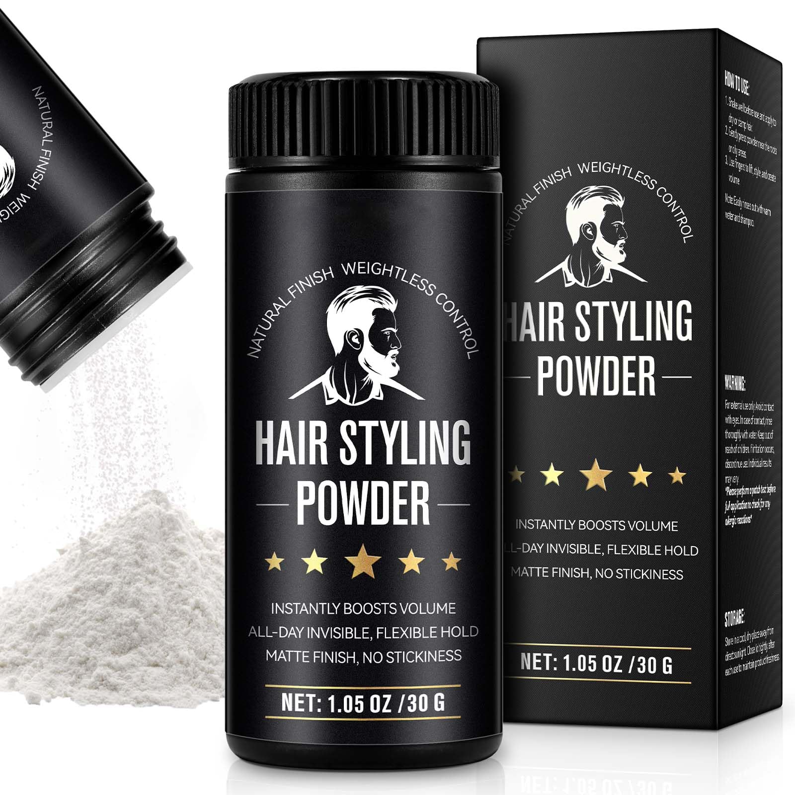 Hair Styling Powder for Men - Volumizing Texturizing Powder with 24H Strong Hold Matte Finish for Fine Thin