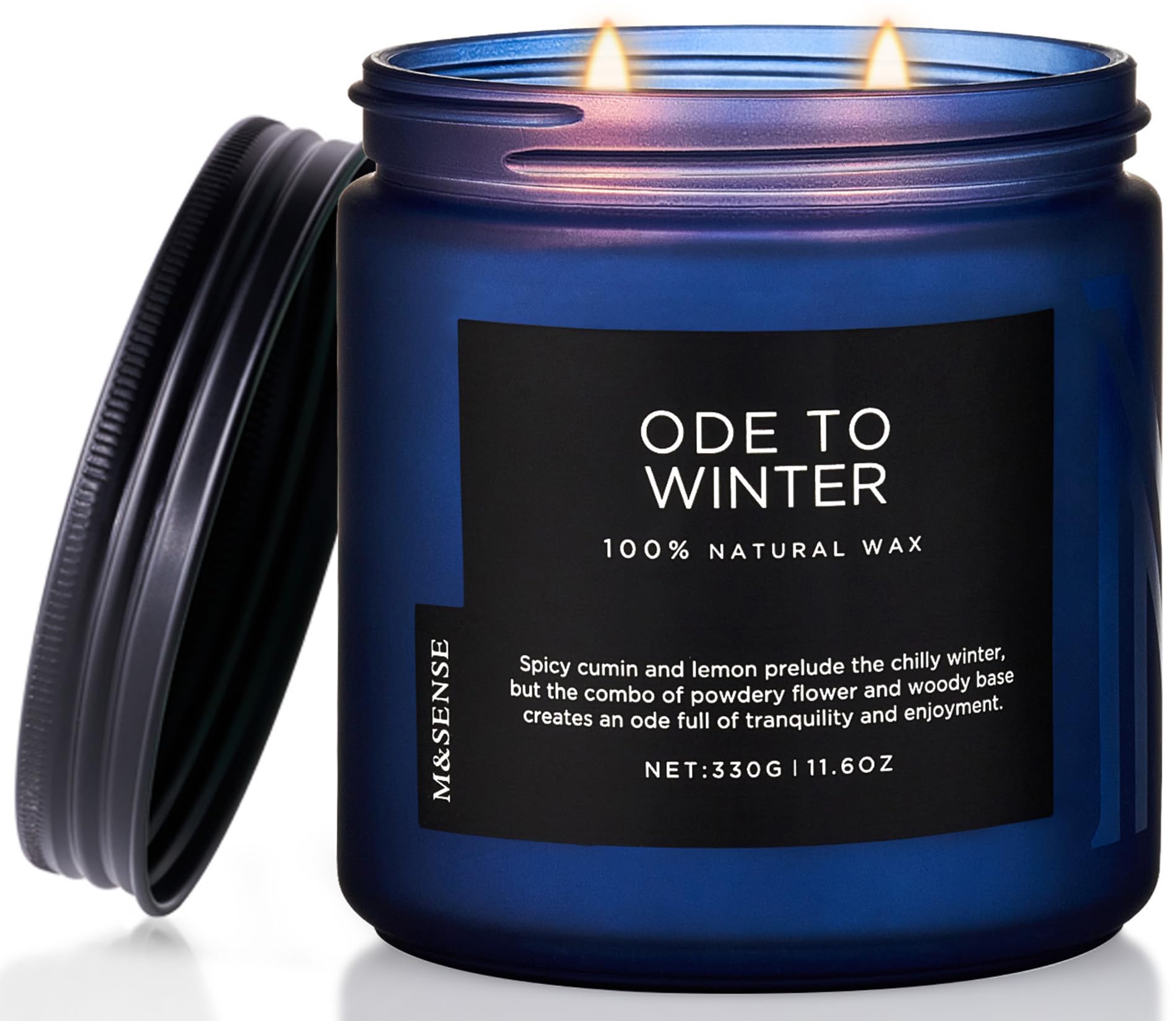 Candela profumata Ode to Winter, Candela di cera di soia, 2 candele di stoppino di cotone, candela in barattolo Regalo profumato per la casa per la tranquillità e il divertimento,330g