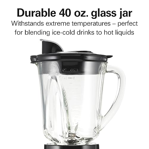 Miniatura 5 de Hamilton Beach Blender and Food Processor Combo for Shakes & Smoothies, With 3 Cup Electric Food Chopper Attachment, 40 oz Glass Jar, Blender Travel