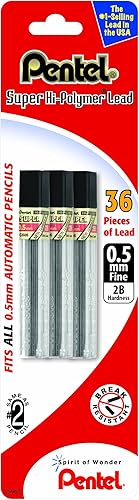 Pentel Super Hi-Polymer Leads 0020in 2B 12 cables por tubo paquete de 3 tubos disponible en Yaxa Colombia
