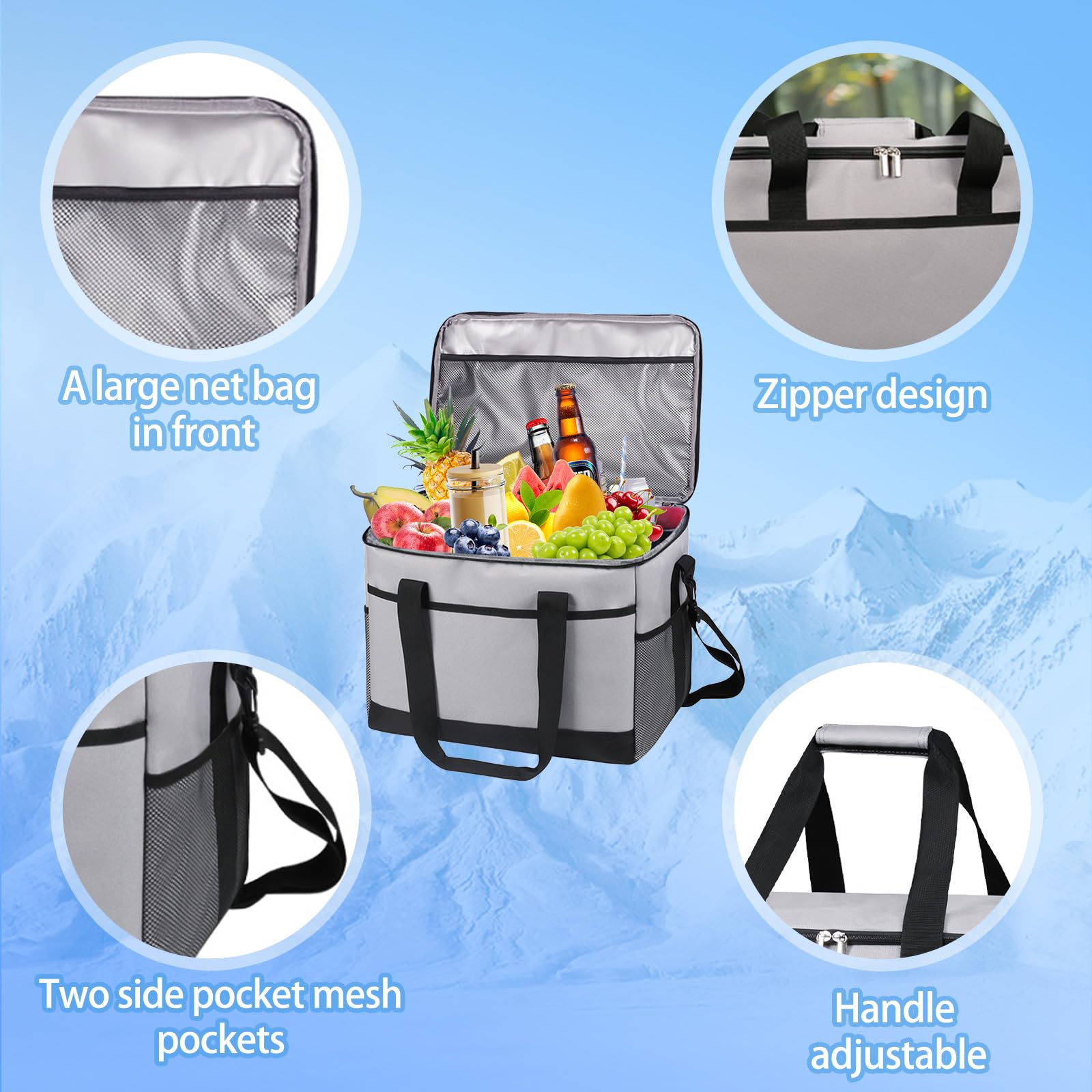 Borsa termica pieghevole 35 l 60 can per picnic campeggio viaggi