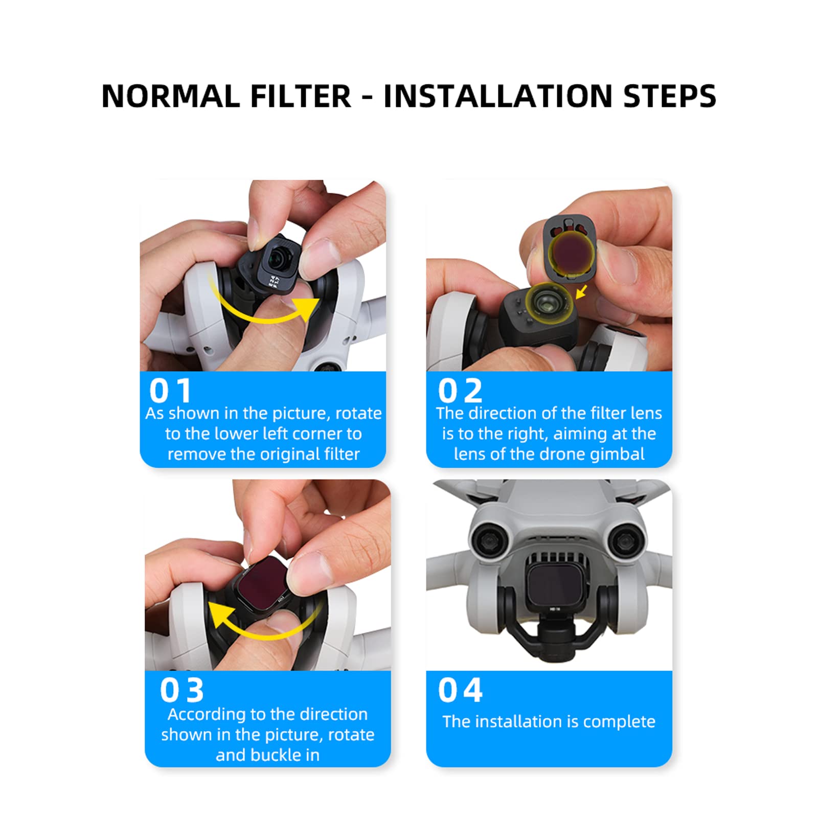 Filtres d'objectif compatibles pour DJI Mini 3 Pro, Drone ND8/16/32/CPL caméra polariseur Drones polarisant caméra Objectif Filtre Cadre Accessoires (ND32)