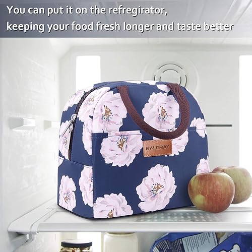 Miniatura 6 de BALORAY - Lonchera para mujeres y hombres, con aislamiento, para adultos, reutilizable, para el trabajo, picnic, escuela o viajes (flor rosa)