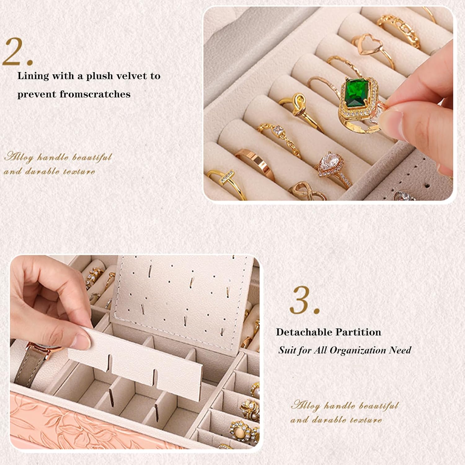 TOFUNTOY Jewelry Organizer Box, Large Jewelry Boxes for Women, 3-Layer Jewelry Holder Organizer for Necklace Earrings Rings Bracelets Storage, Gift for Her Mom