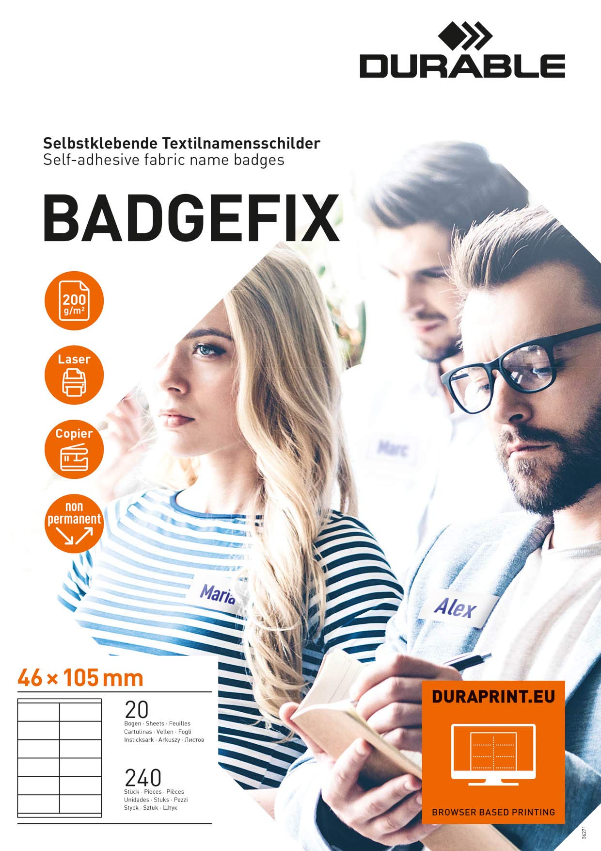 Durable BADGEFIX Self-Adhesive 46x105mm - Mint Office Supplies