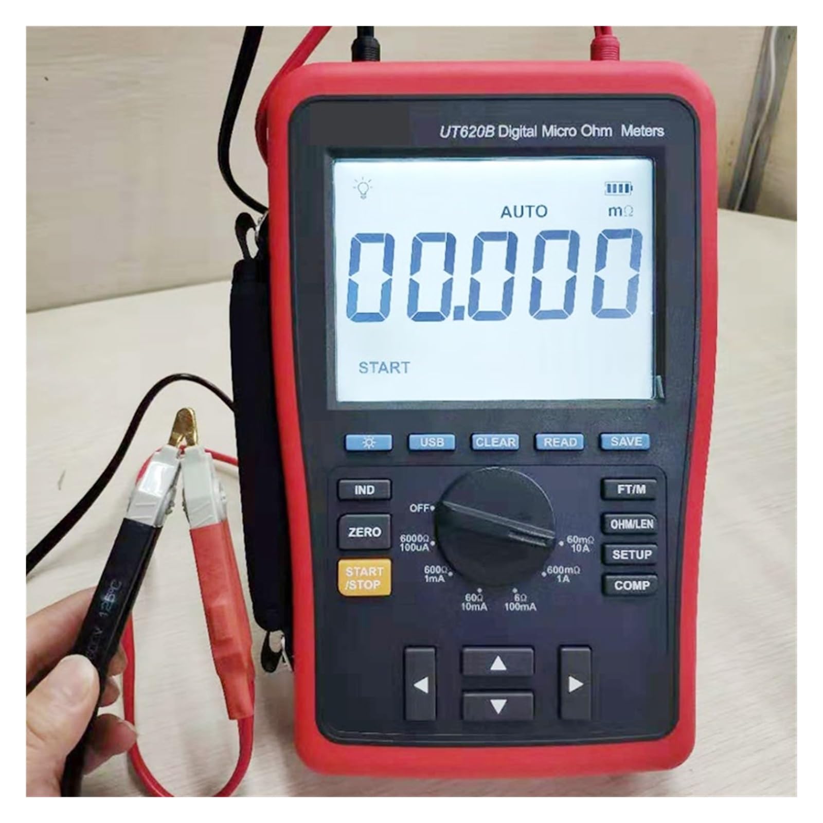 Tester Elektryczny, UT620B DC Tester Niskiej Rezystancji, Czteroprzewodowy Pomiar, Przechowywanie Danych, Pas Transferowy USB, Podświetlenie