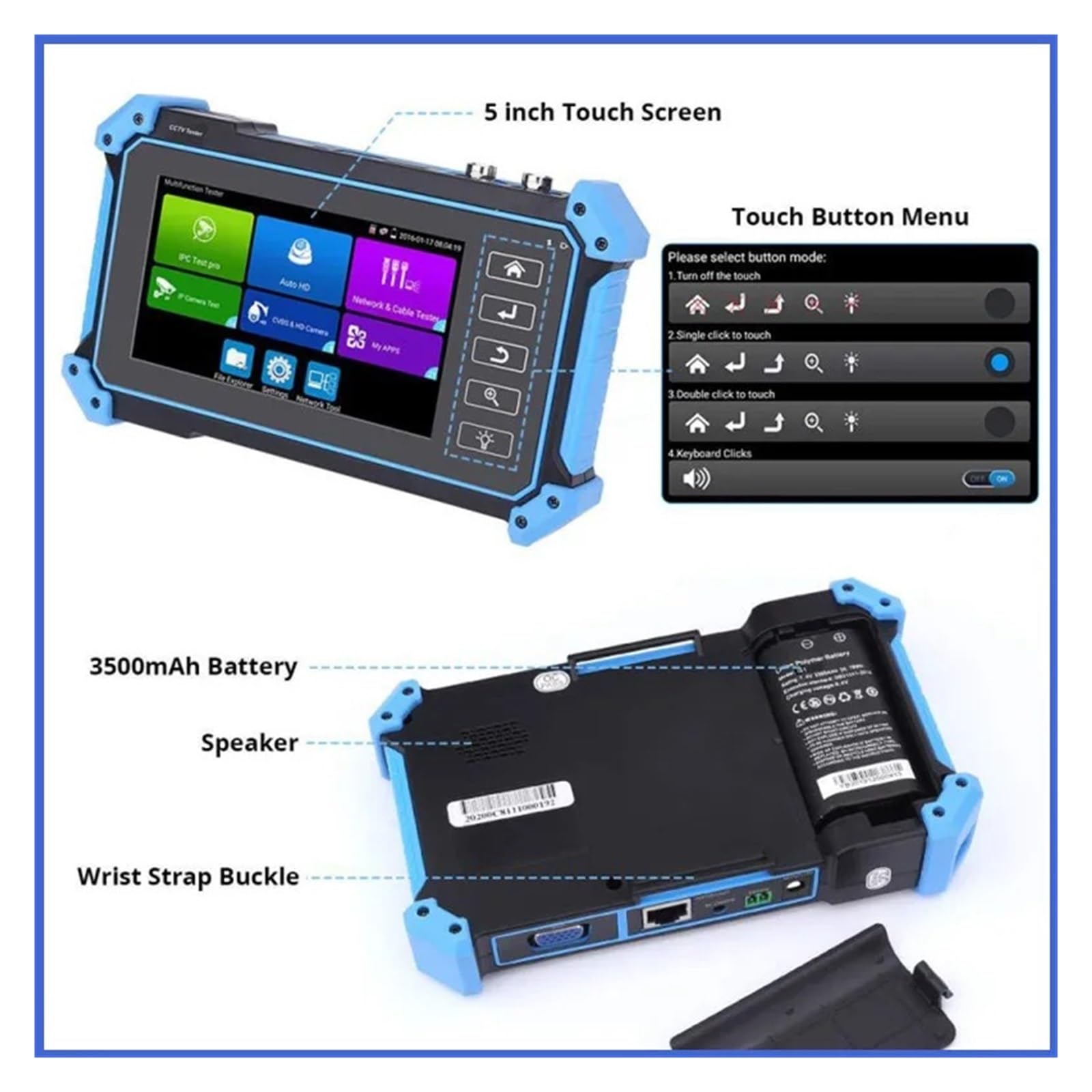 12MP Tester IPC 8MP/AHD/CVI/TV/SDI Tester CCTV Z Wejściem VGA 5.4in Monitor CCTV Do Testera Kamer IP Tester CFTV(IPC-5100 Plus)