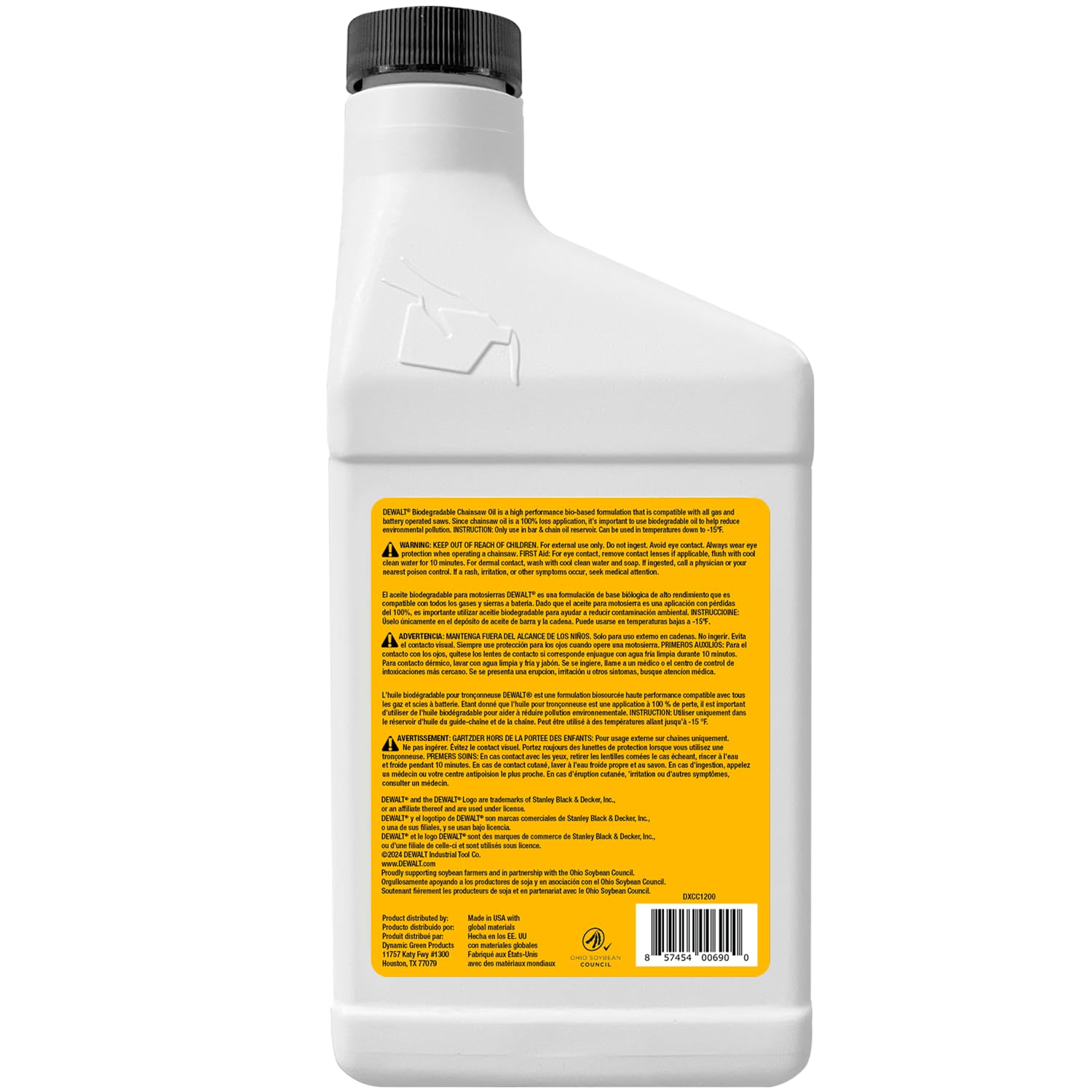 Condition photo showing New/Like New for dewalt – biodegradable bar & chain oil – green, eco-friendly, non-toxic professional bar & chainsaw lubricant – ultraclean all-season oil for gas, electric saw, and pole saw, 16 oz