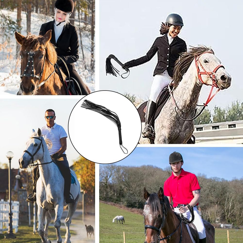 Látigo Ecuestre con Mango Suave de 45 cm,Látigo Ecuestre Herramienta,Látigo de Montar con Mango de Cuero,Herramienta de Entrenamiento Diario para Caballos, para Diario Deportes Ecuestres