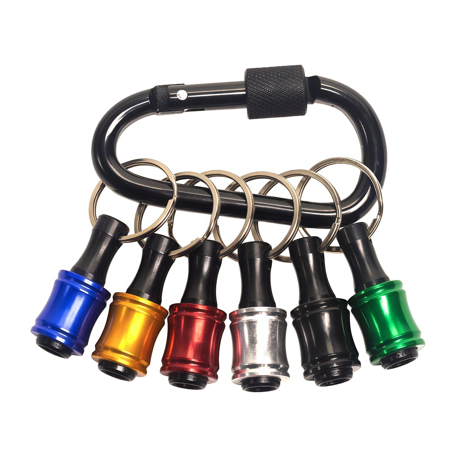 6pcs Color Coded Screwdriver Bit Holder Set with Keychain Adapter Durable Steel, 1/4" Hex Shank Ideal for Drills & Handheld Screwdrivers
