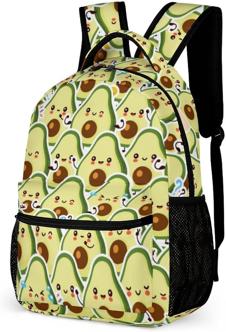 Avocado School Backpack for Kids Girls Boys, 16 Inch Cute Avocado Themed Bookbag, Personalized School Backpack for Students Children, Lightweight, Large Capacity - Image 2