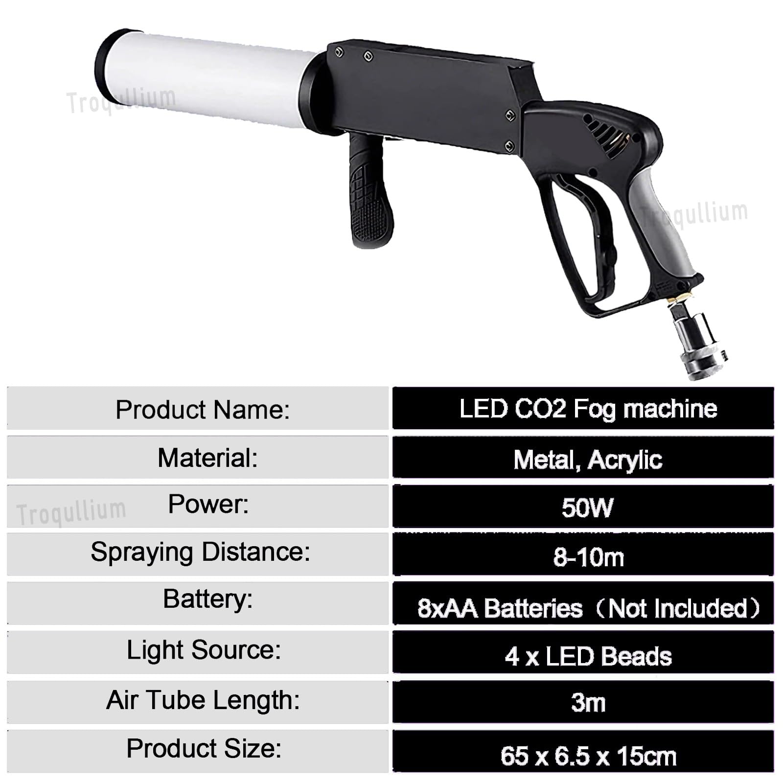 Máquina de humo portátil de 50W, cañón de CO2, con efecto de luces LED, for eventos, bodas y clubes, equipos de efectos escénicos