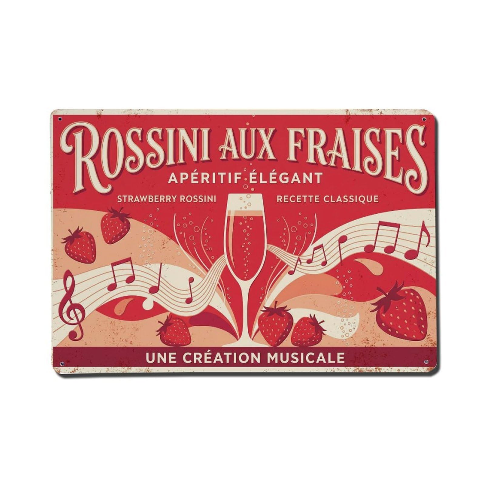 Rossini Mediterranean Flavor Metal Tin Sign Plaque Wall Decor for Cafe, Club Bar, Office, Home Garden Metal Poster 8x12Inch