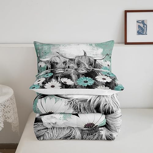 Miniatura 5 de Juego de ropa de cama de vaca de las montañas, regalo de vaqueros, para niños y niñas, individual, juego de edredón de granja occidental, edredón de