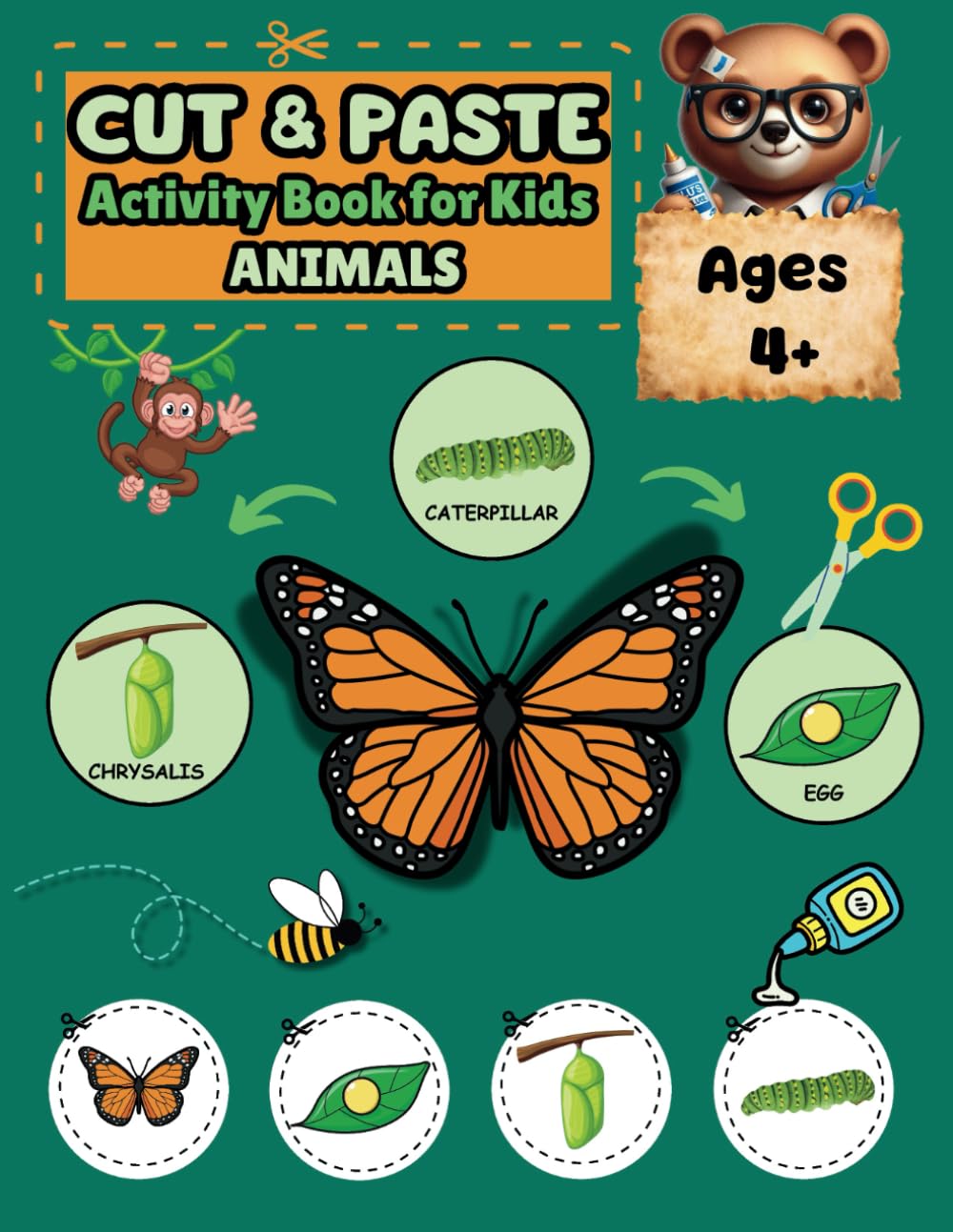 Cut and Paste Activity Book for Kids Ages 4+ Animals Edition: Explore Wildlife through 25 Captivating Scissor Skills Projects Designed to Foster ... (Cut and Paste Activity Books for Kids)