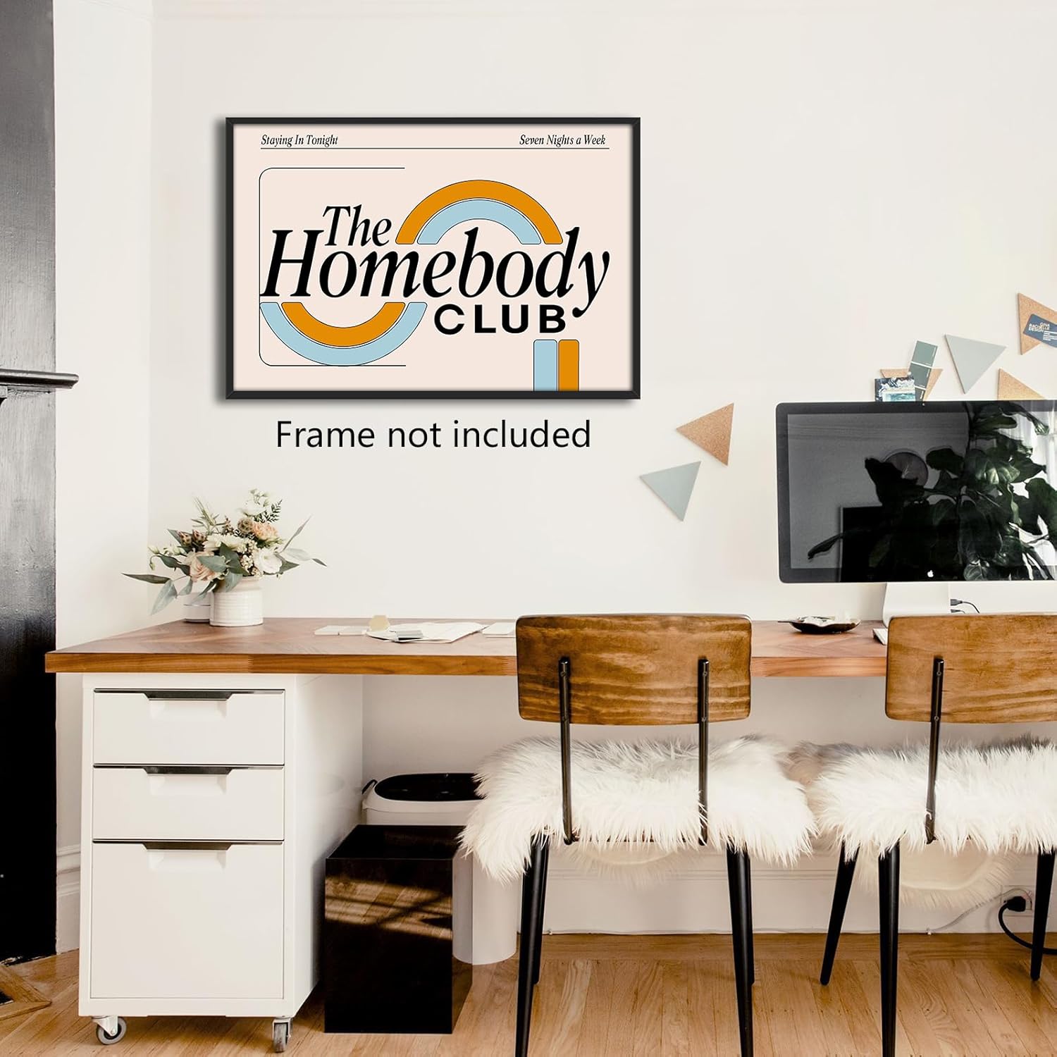 abrtolpffo The Homebody Club Canvas Wall Art, Fun College Apartment Art Print Above The Couch, Horizontal Introvert Quote Art Poster, Beige Minimalist Wall Decor 24x36in Unframed