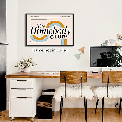 Miniatura 5 de abrtolpffo The Homebody Club - Lienzo decorativo para pared, divertido apartamento universitario sobre el sofá, póster artístico con cita