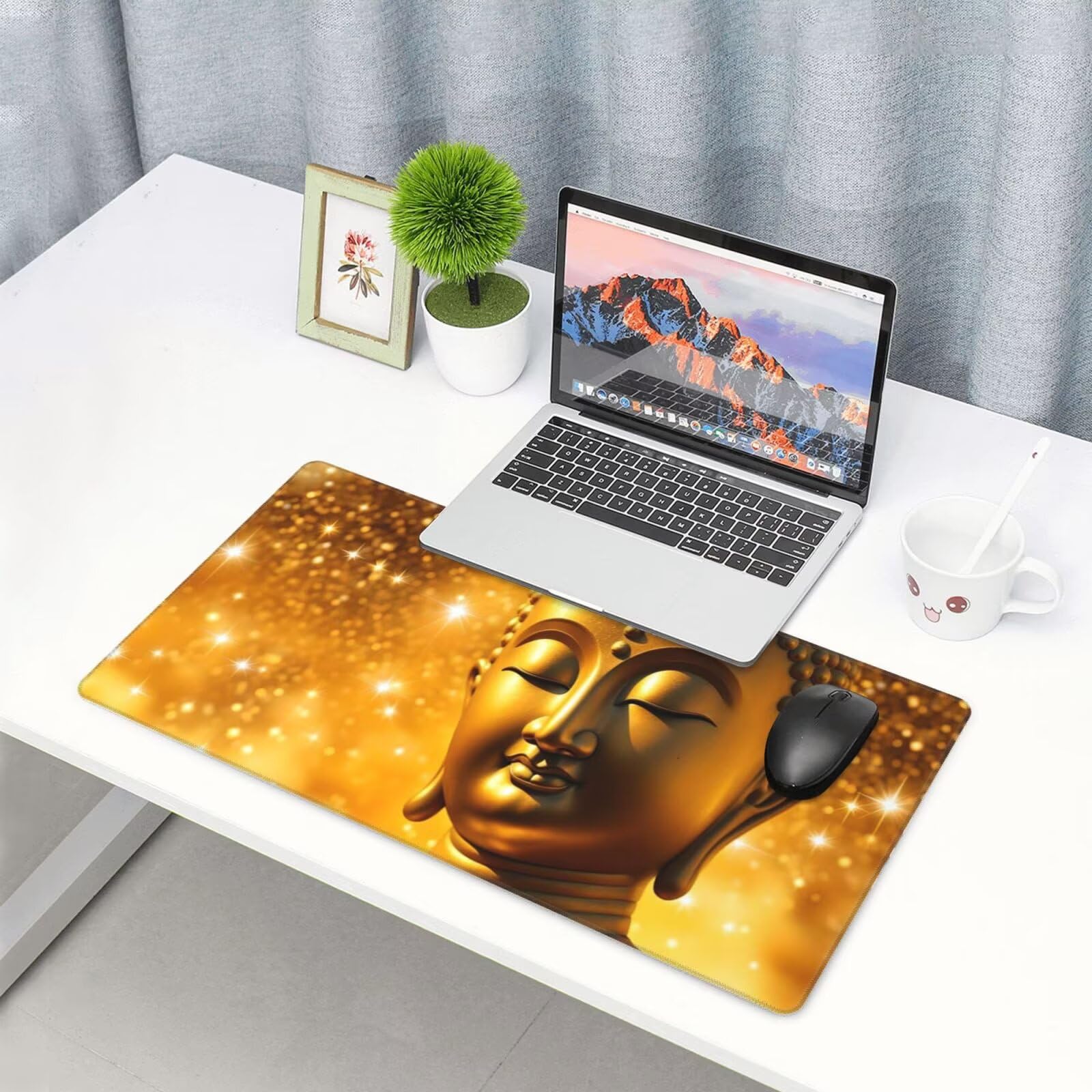 Gamingowa podkładka pod mysz XXL 1200 x 600 mm, żółta podkładka pod mysz Zen, duża, 120 x 60 cm, rozszerzona podkładka na biurko, akcesoria gamingowe z przyszytymi krawędziami dla poprawy precyzji i