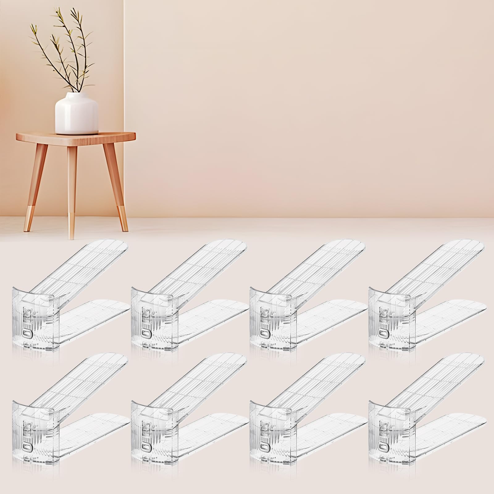 FENRUNXU Shoe Slots Organizer for Closet,8 Pack Shoe Stacker Shoe Rack Organizer for Closet Space Saver Storage Shoe Holder Organization(Transparent)