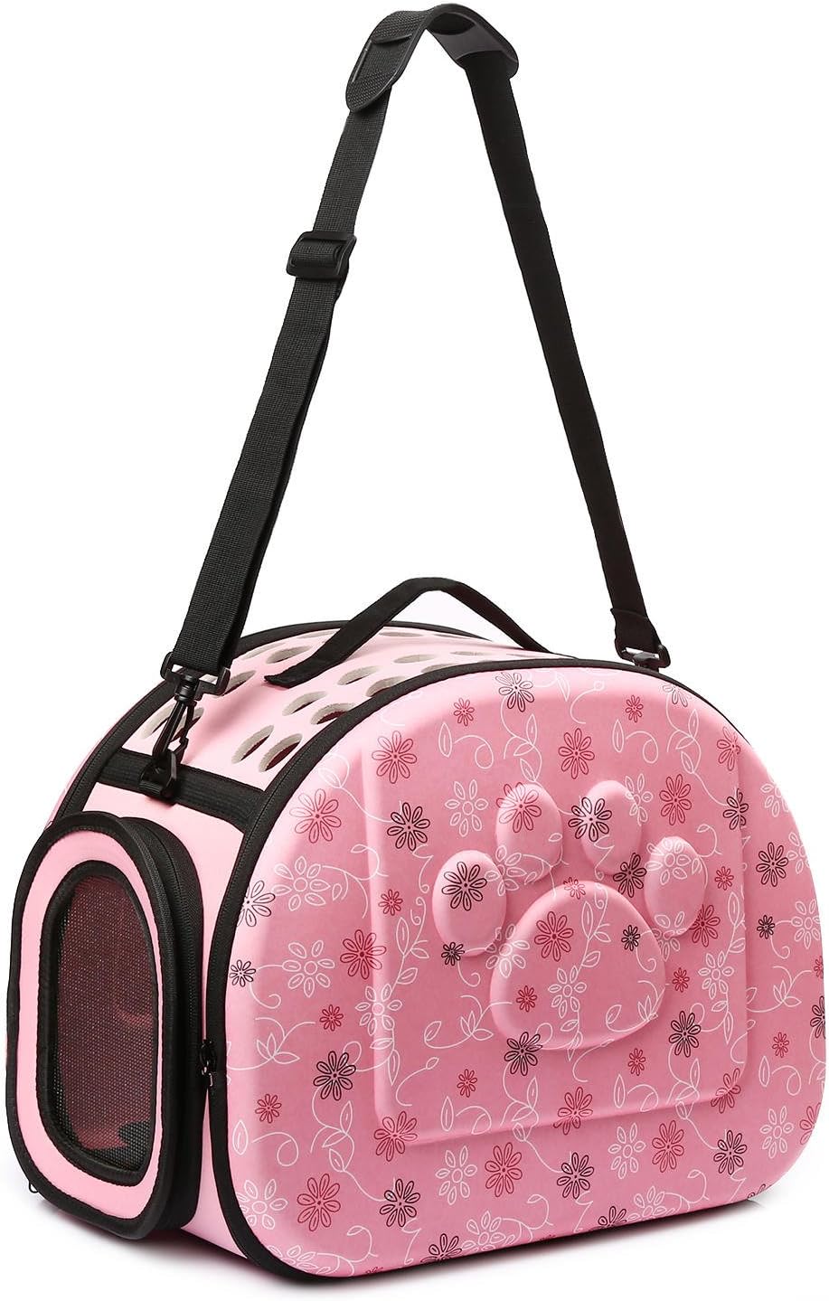 Coraltea EVA Cute Portable Collapsible for Pets of Medium Size Cats & Dogs Airline Approved Outdoor Under Seat Travel Pet Carrier Soft Sided Puppy Bag (Pink)