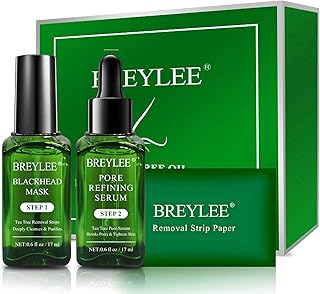 Blackhead Remover, BREYLEE 3 in 1 Blackhead Remover Mask Tea Tree Oil Blackhead Removing Kit Nose Strips Pore Strips Blackhead Solution Kit Blackhead Peeling Mask Set