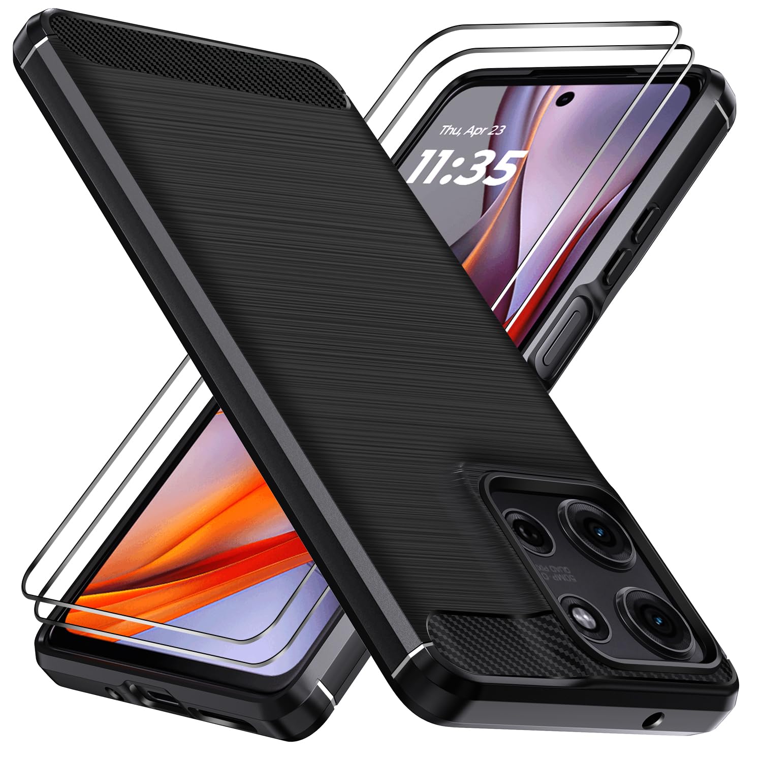 iVoler Etui do Motorola Moto G75 5G z 2 szt. szkło hartowane, [Odporny na wstrząsy wojskowy] Ochronna obudowa, cienka miękka silikonowa TPU odporna na odciski palców odporna na zarysowania obudowa,