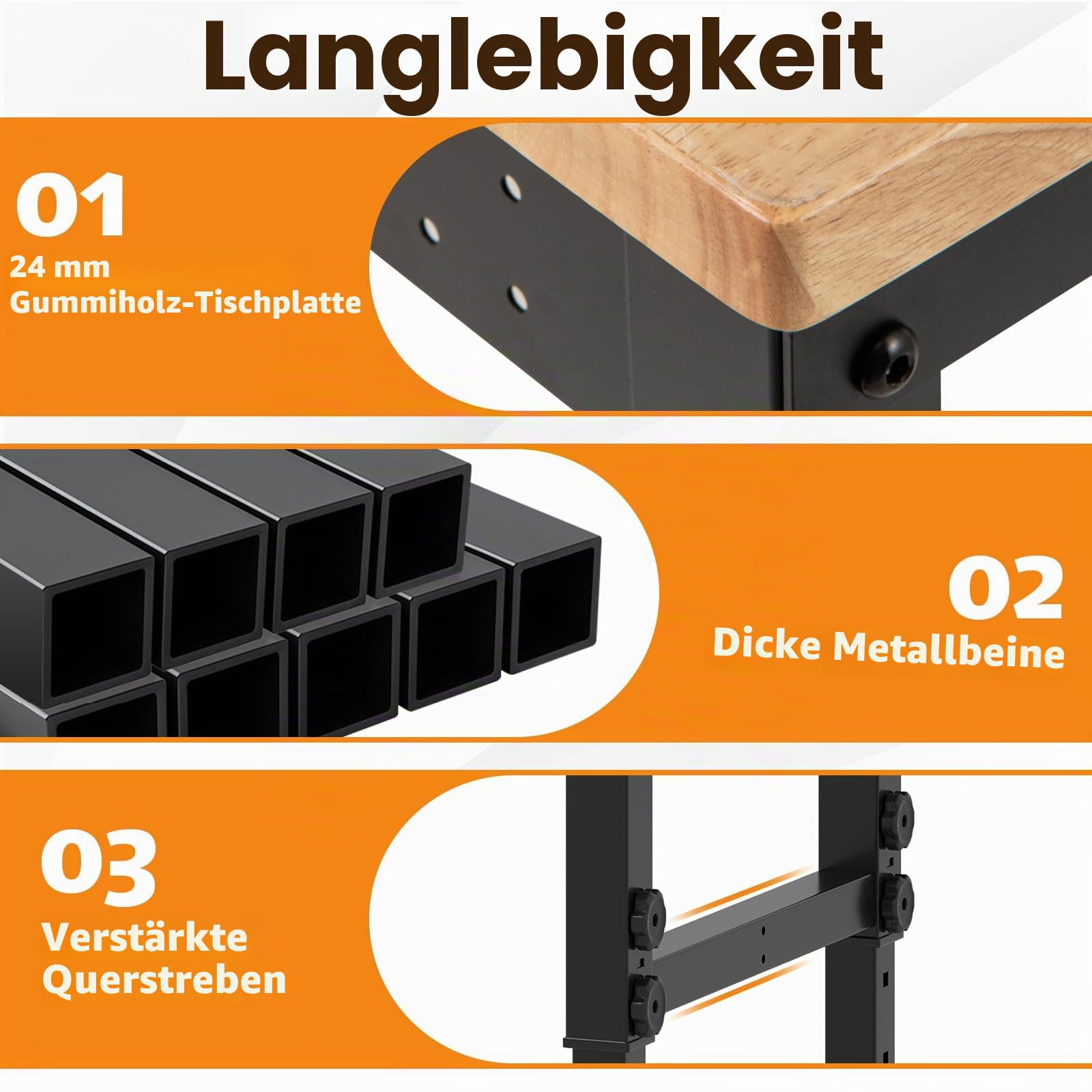 FANTASK Werkbank mit Rollen, Arbeitstisch höhenverstellbar von 74 – 104 cm, Garagentisch bis 1100 kg mit 2 Lochplatten & Metallrahmen, Gummi Holz Werkzeugtisch für Garage Büro