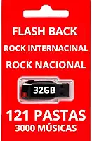 Pen Drive 32GB Com Músicas Gravadas, Flashback, Rock Internacional e Nacional Contém 121 pastas e aproximadamente 3.000 músicas.