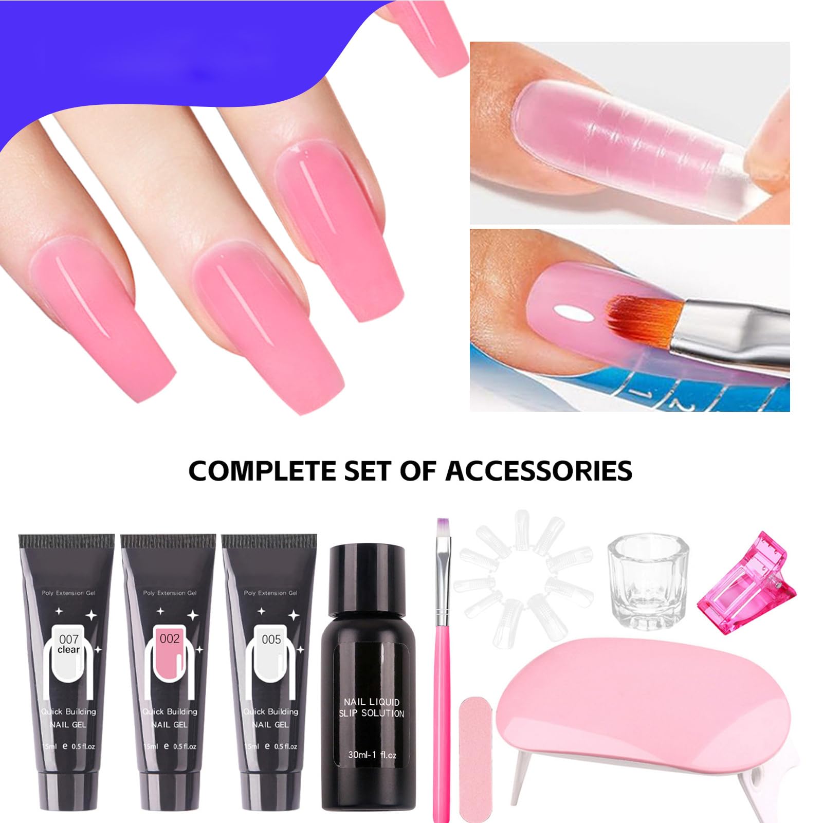 Kit Gel Per Unghie Poly - Kit Per Unghie Acrilico, Forniture Per Manicure Da 30 Ml, Set Per UnghieOly Per Manicure | Per Principianti Professionisti Amanti Della Bellezza Studenti Donne Signore Mogli
