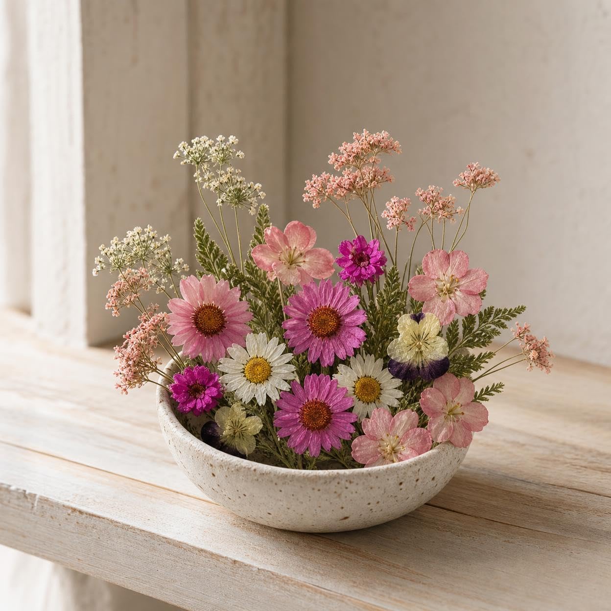 Yunmeryker Papierschöpfrahmen 15x18cm, Papier Schöpfen Set mit Blüten, Kreativset für handgeschöpftes Papier, 18-teiliges Starterkit für Bastler, Hellrosa Blüten, rose