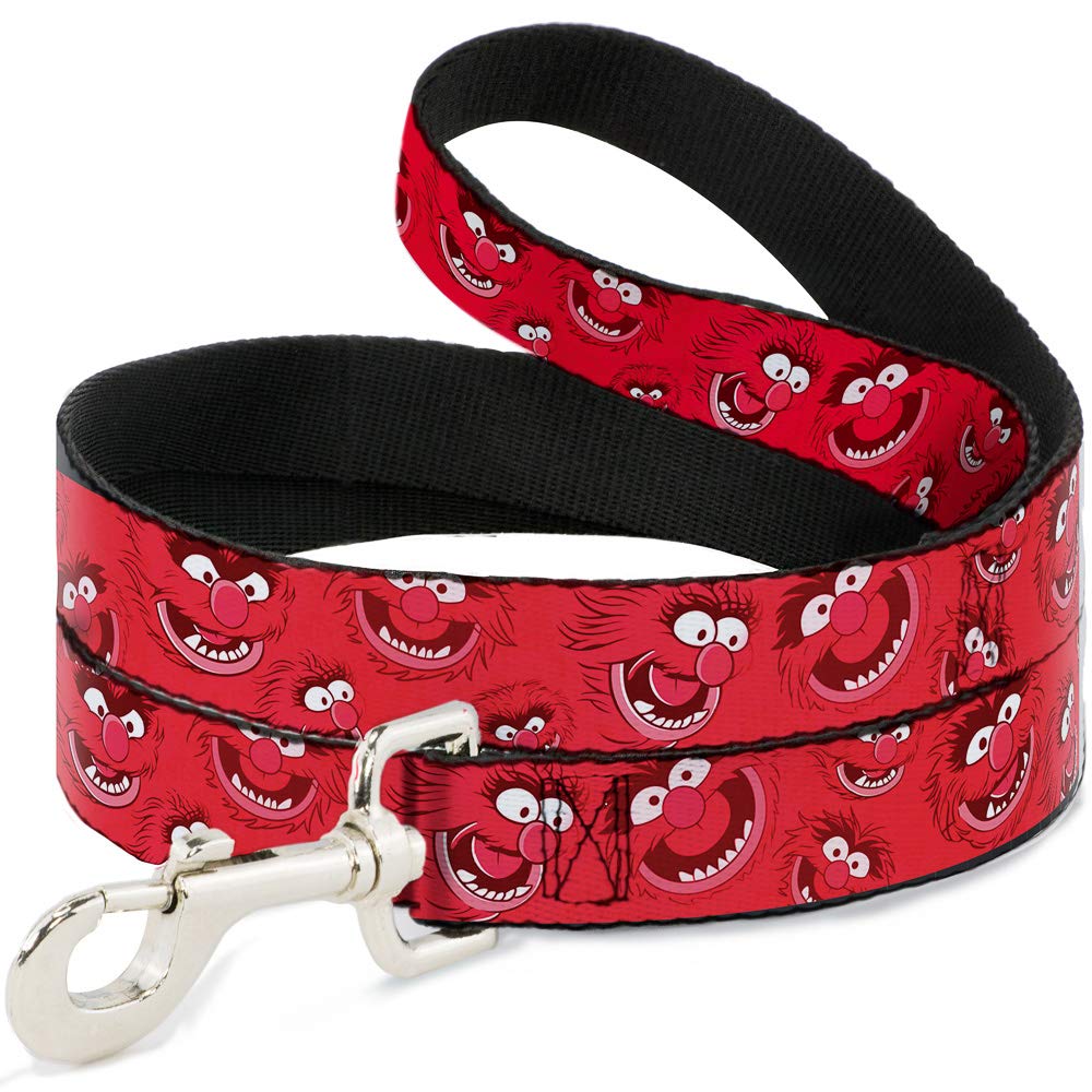 Buckle-Down Pet Leash - Animal Expressions Scattered Reds - 6 Feet Long - 1/2" Wide