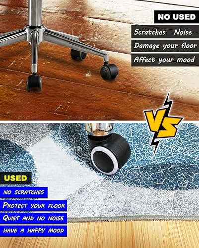 Miniatura 12 de Tapete para silla de oficina para suelo de madera dura, 48 x 60 pulgadas, tapete de oficina con ruedas de alta calidad, tapete antideslizante