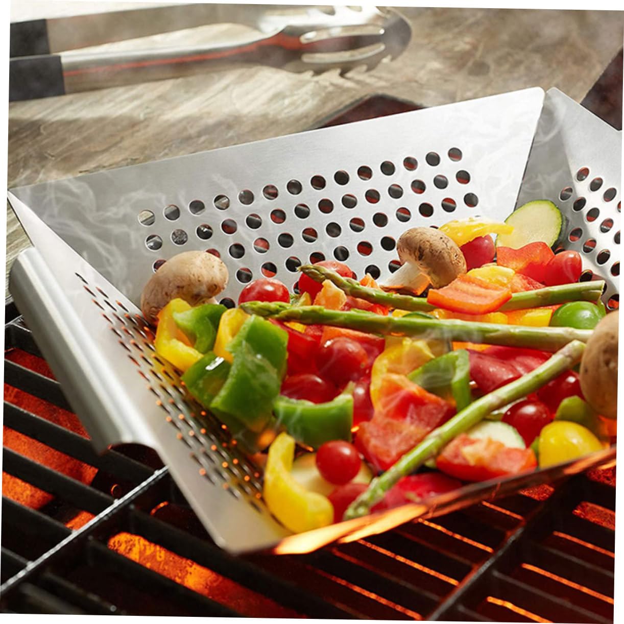 SUPVOX Panier à Grillades en Acier Inoxydable 430, Lot de 2 Paniers de Légumes pour Barbecue, Robuste et Facile à Utiliser, pour Familles et Restaurants